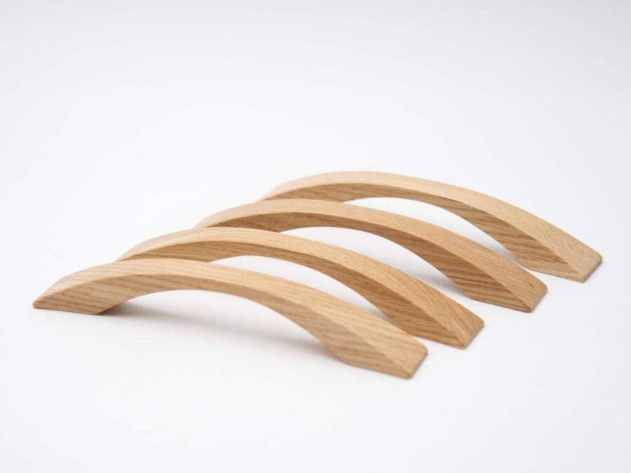 JOWE Set of 4 furniture handles made of lacquered oak including screws wooden drawer handle length 17.5 cm drilling distance 12.8 cm