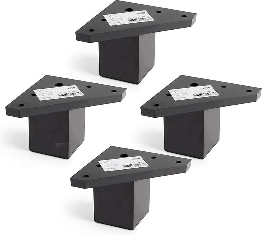 Set van 4 meubelpoten met montageplaat Meubelverhoger ABS kunststof Hoogte: 6 cm zwart Schroeven niet inbegrepen REI