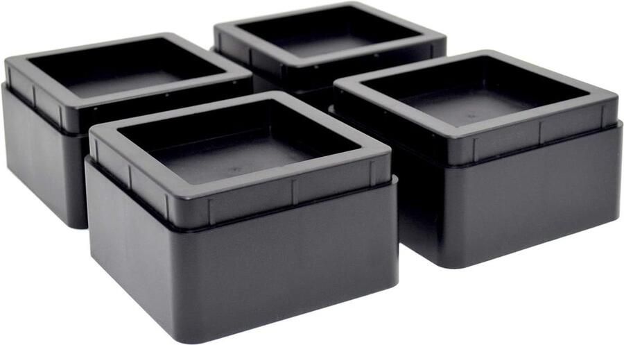 Set van 4 meubelverhogingen Betterhoger tafelverhoger olifantenvoet bed riser stapelbaar 57 mm of 107 mm zwart furniture risers