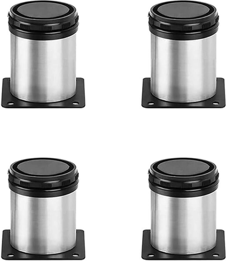 Set van 4 Meubelvoeten Meubelpootjes Bankpoten Meubelpoten Stoelpoten 60mm zilver roestvrij staal Bankpoten Rond Verstelbaar