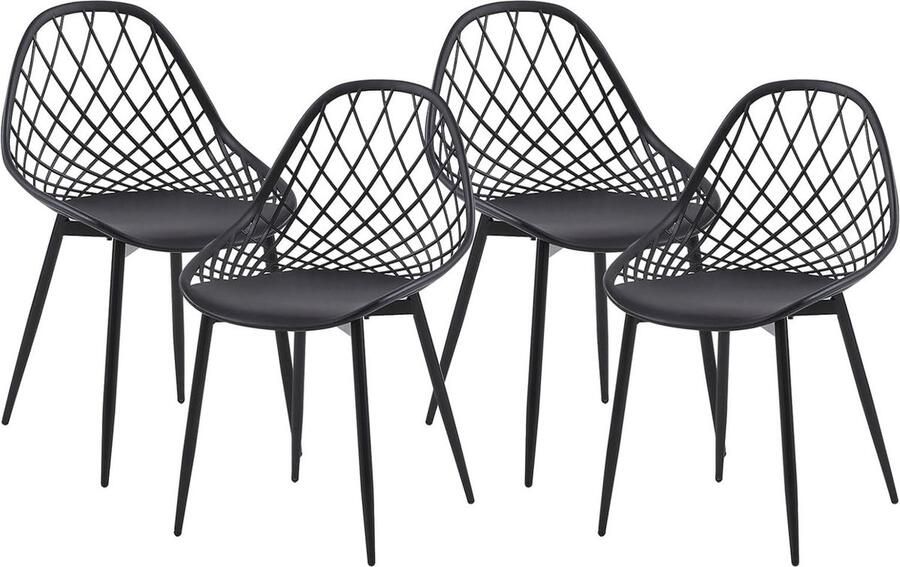 Set van 4 Minimalistische Eetkamerstoelen voor Keuken Woonkamer en Kantoor Ergonomisch Ontwerp met Stabiele Metalen Poten - Foto 2