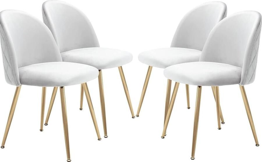 Set van 4 Moderne Fluwelen Eetkamerstoelen met Gouden Poten Comfortabel en Stijlvol