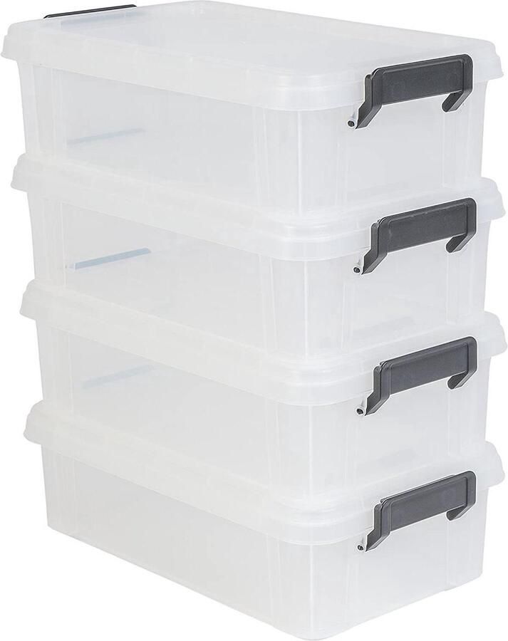 Set van 4 opbergdozen Binnenopslag 4 stuks Transparant Kunststof 36 5 x 21 4 x 10 5 cm