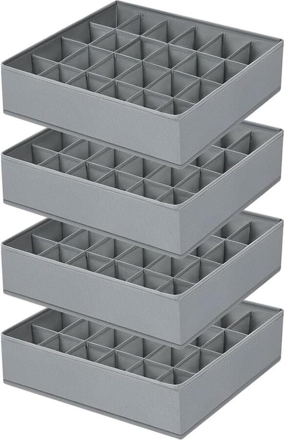 Set van 4 opbergdozen lade-organizer met 24 cellen opvouwbare kledingkastkast-organizer voor het opbergen van ondergoed sokken stropdassen riemen en andere accessoires