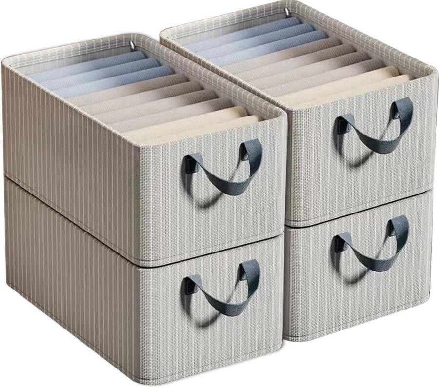 Set van 4 opbergmanden stof met metalen frame opvouwbare stoffen dozen met handgrepen grote stoffen opbergdoos voor planken kasten speelgoed boeken kleding 47 x 28 x 20 cm (grijs)