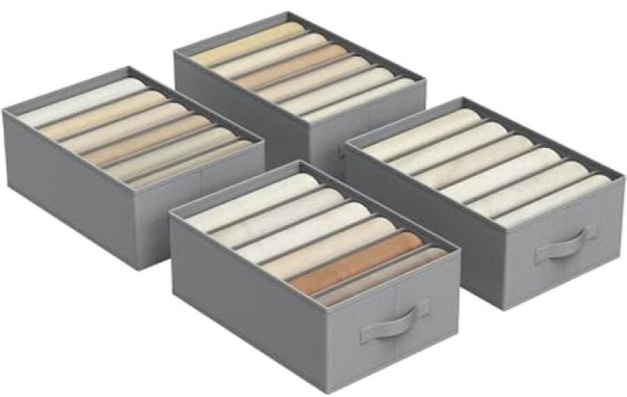Set of 4 Drawer Organisers with 6 Compartments Folding Wardrobe Organisers Trousers Clothes Organization Dove Grey 42 x 30 x 17 cm - Foto 2