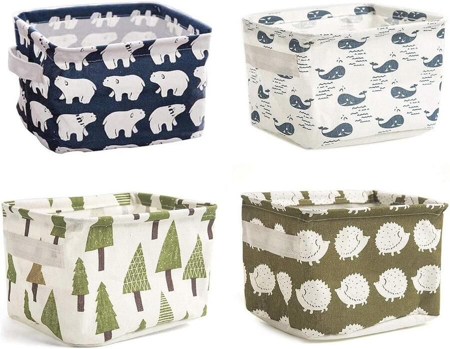 Set van 4 Opvouwbare Opbergbakjes voor Kinderen en Thuisgebruik