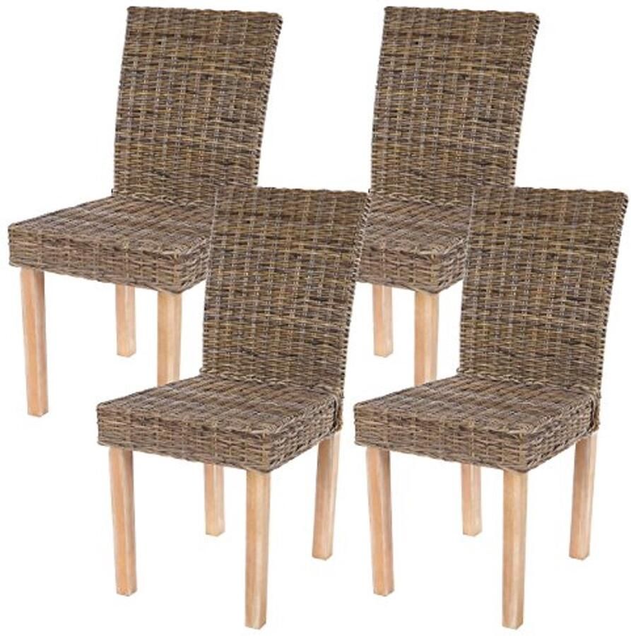 Set van 4 rieten eetkamerstoelen in kubu-rotan