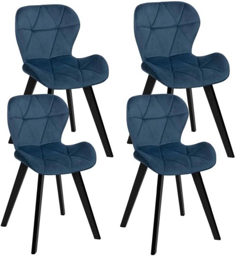 Set van 4 ROBINE fluwelen stoelen blauw zwarte poten