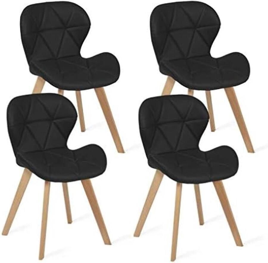 Set van 4 ROBINE stoelen van PU zwart voor eetkamer