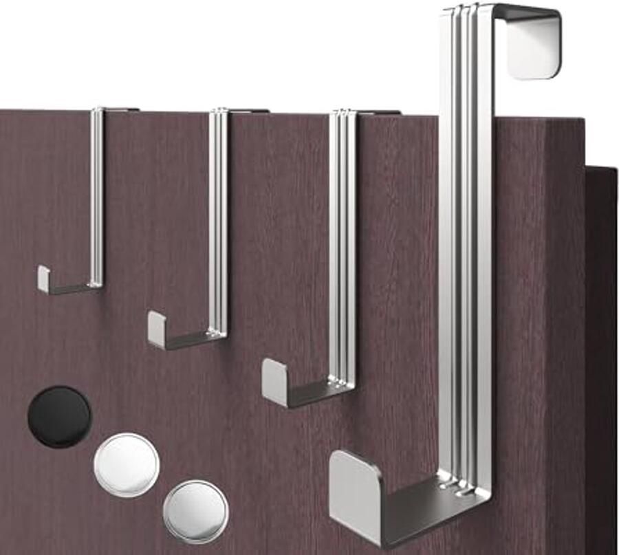 Set van 4 roestvrijstalen deurhaken voor veelzijdig gebruik Kledinghaken voor deur of kast