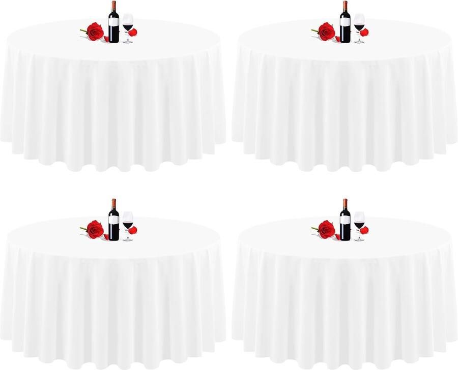 Set van 4 ronde tafelkleden polyester wasbaar voor feesten