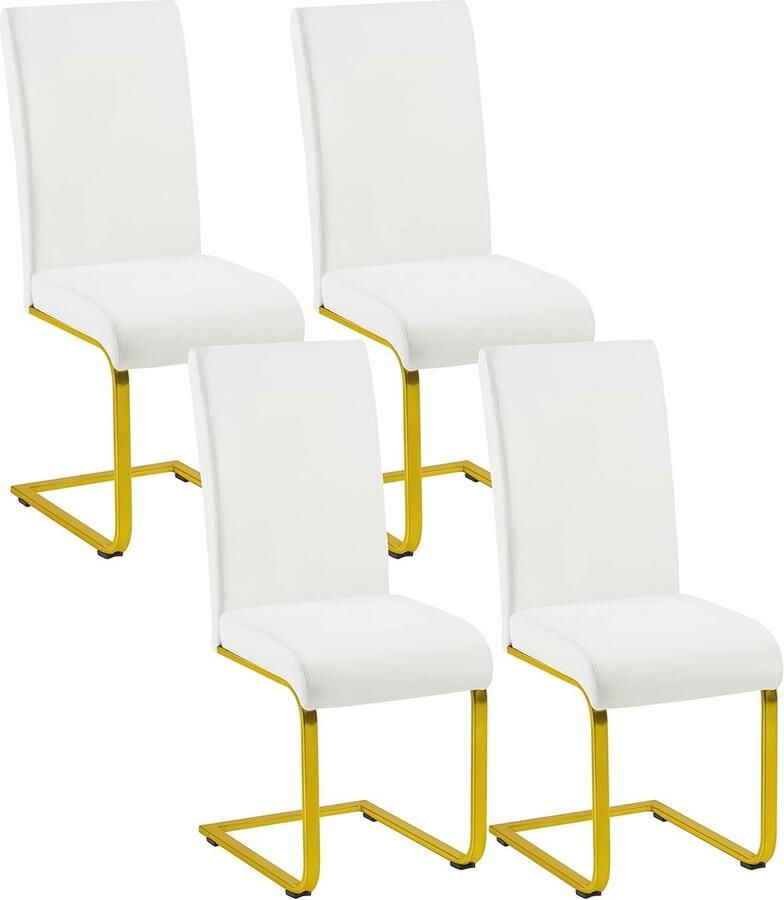 Set van 4 Schommelstoelen voor de Eetkamer Wit Ergonomisch Ontwerp en Comfortabel