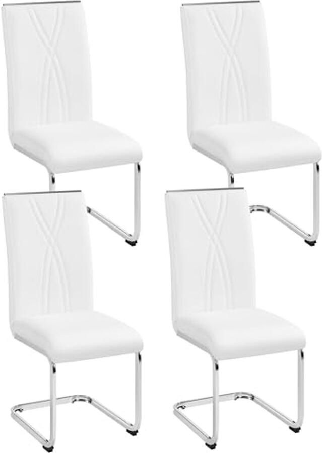 Set van 4 Schommelstoelen voor Eetkamer en Keuken Comfortabele Gestoffeerde Stoelen