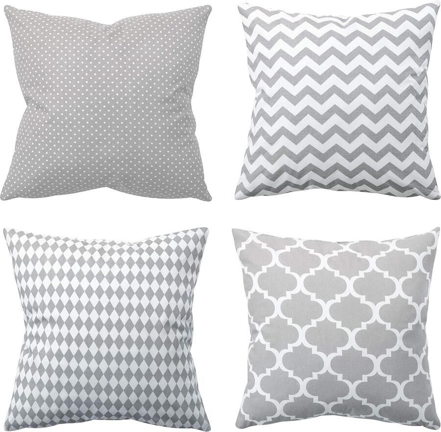 Set van 4 sierkussens 40 x 40 cm met vulling en kussens met overtrek decoratieve balkon decoratie bank woonkamer kussen deco 40 x 16 inch