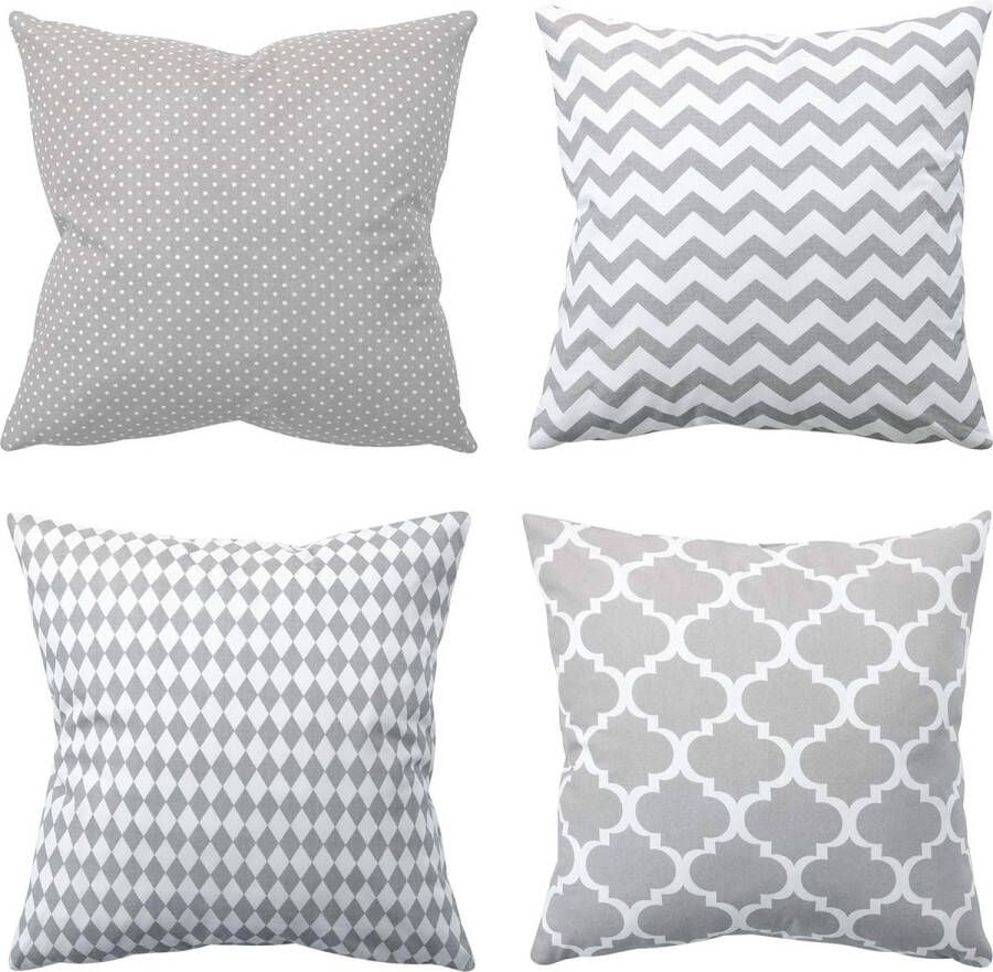 Set van 4 sierkussens 45 x 45 cm met vulling en overtrek decoratief kussen balkon decoratie bank kussen woonkamer decoratie 45 x 18 inch