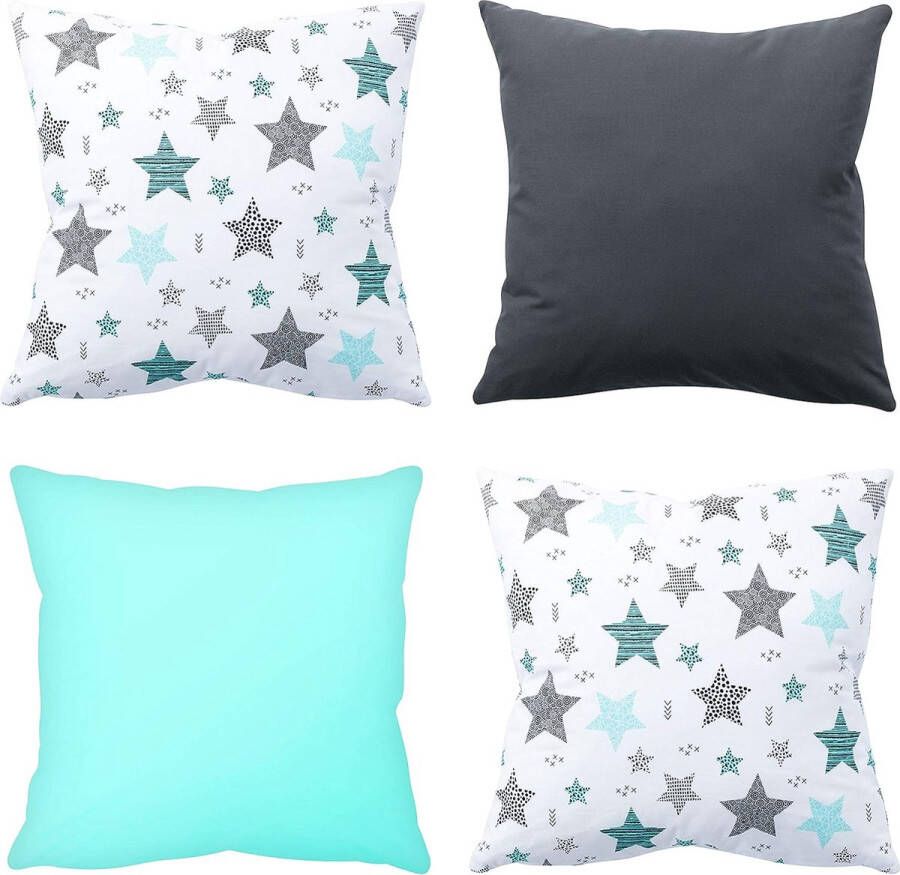 Set van 4 sierkussens 45 x 45 cm sierkussen met vulling en overtrek decoratief kussen balkon decoratie bank kussen woonkamer kussen decoratie 45 x 45 cm