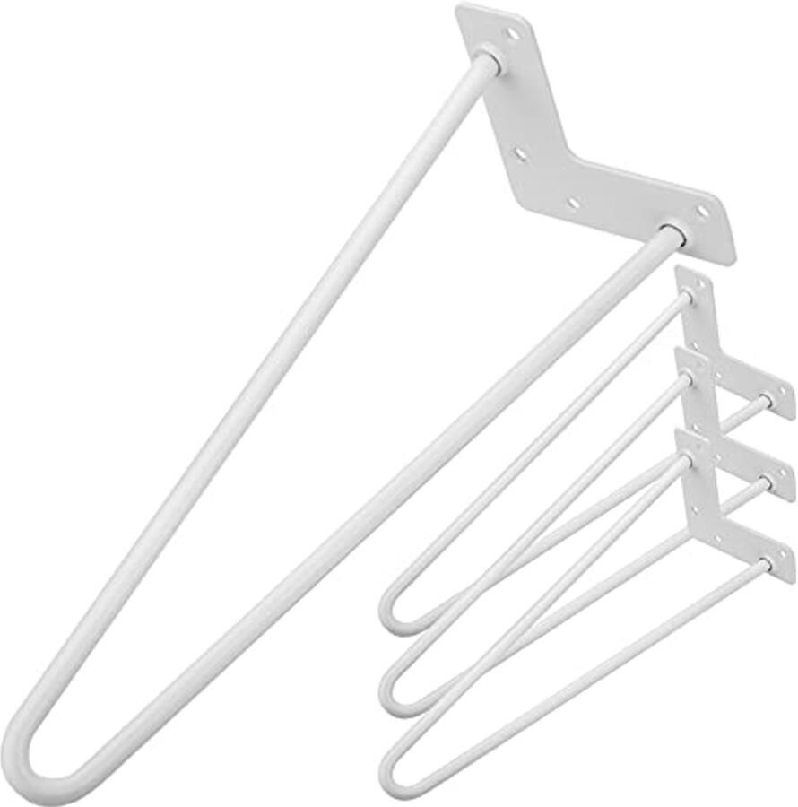 Set van 4 Stalen Tafel- en Meubelpoten 41 cm Hoog Wit