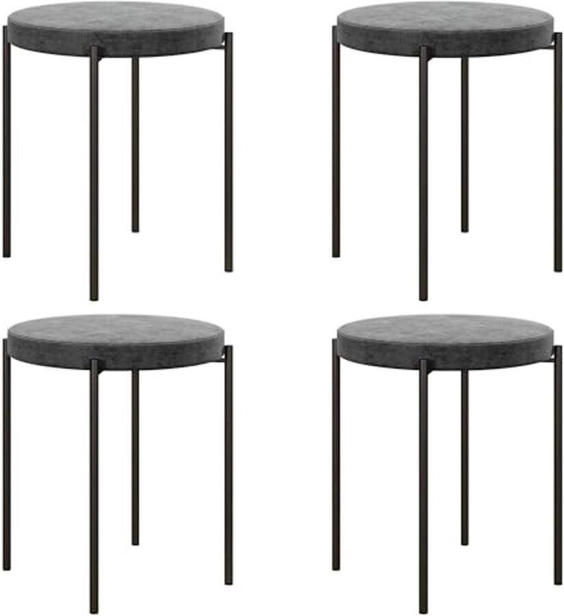 Set van 4 Stapelbare Eetkamerstoelen met Fluwelen Bekleding Donkergrijs