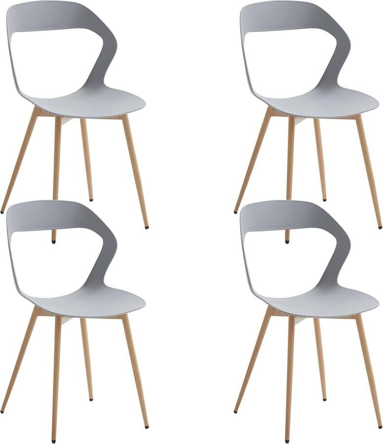 Set van 4 Stijlvolle Eetkamerstoelen met Ergonomisch Ontwerp en Metalen Poten