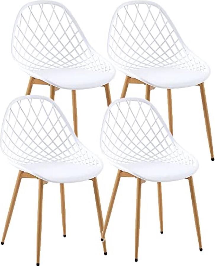 Set van 4 stijlvolle eetkamerstoelen met rugleuning en metalen poten