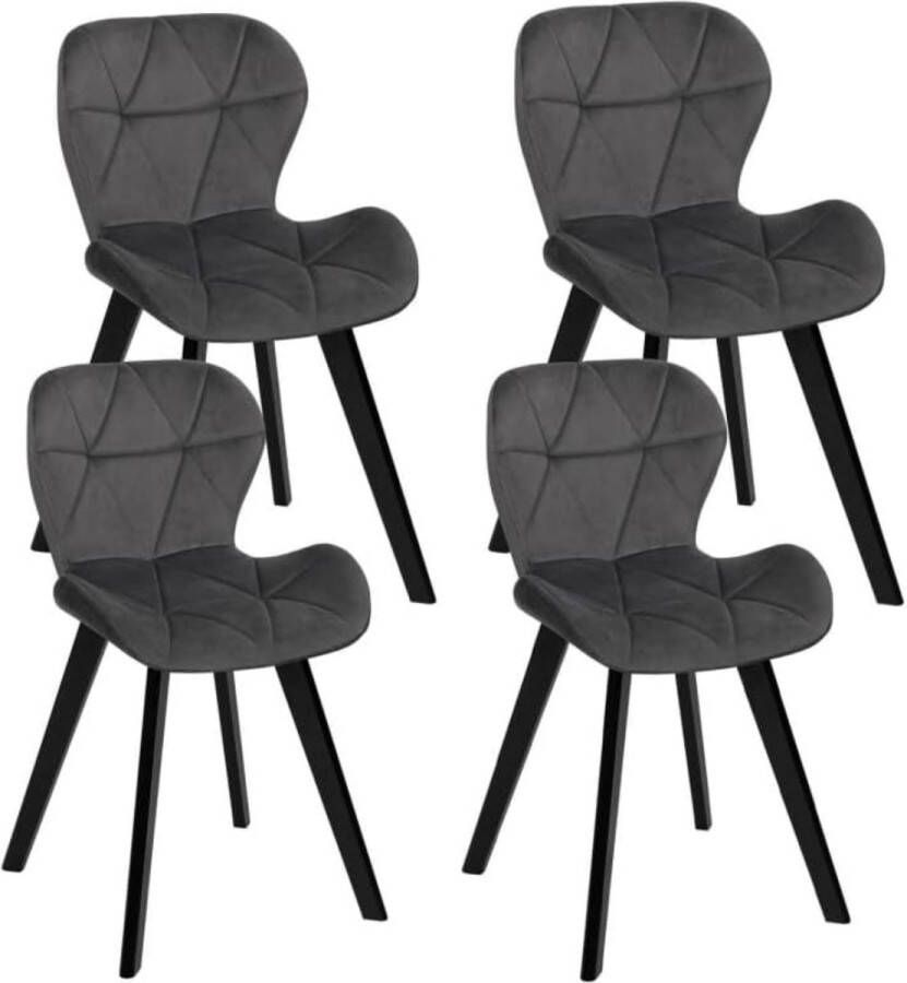 Set van 4 stoelen ROBINE van velours donkergrijs zwarte poten
