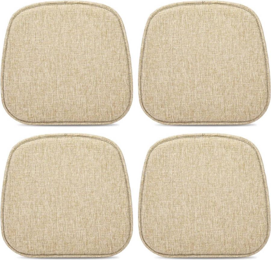 Set van 4 stoelkussens 40 x 38 cm zitkussen stoel met fluwelen overtrek antislip wasbaar zitkussen voor stoelen voor op kantoor buiten binnen tuin 40 x 38 cm (donkerbeige)