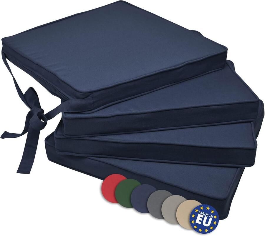 Set van 4 Stoelkussens 45x40x5 cm Non-Slip Zitkussens met Afneembare Kussenhoes Comfortabele Kussens voor Stoelen