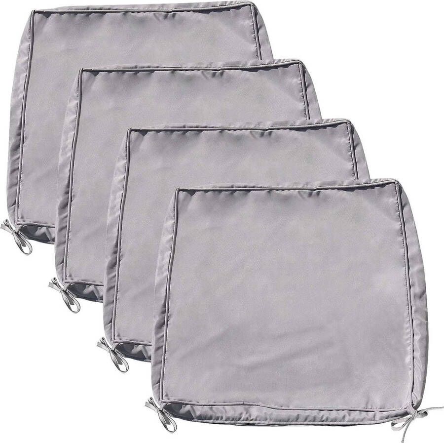 Set van 4 stoelkussens stoffen bekleding tuinstoel terrasstoel voor stoelen indoor outdoor 48 x 48 cm grijs
