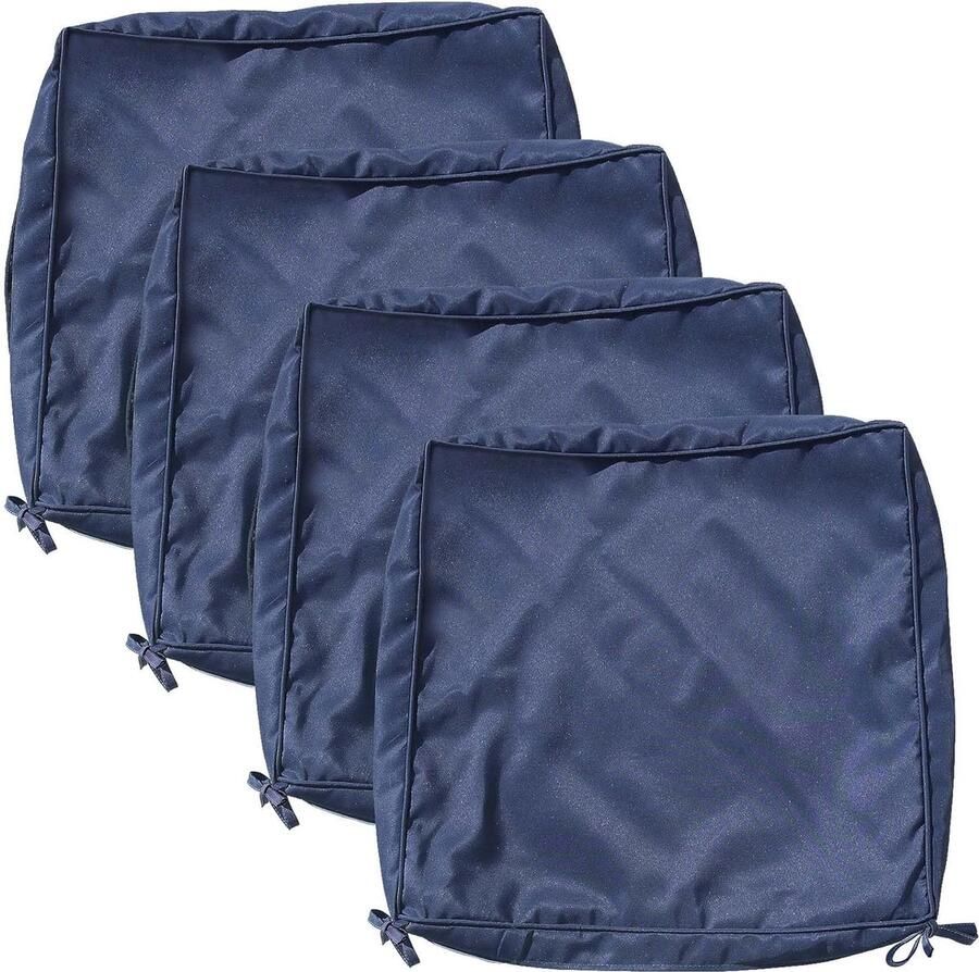 Set van 4 stoelkussens stoffen bekleding tuinstoel terrasstoel voor stoelen indoor outdoor 48 x 48 cm blauw