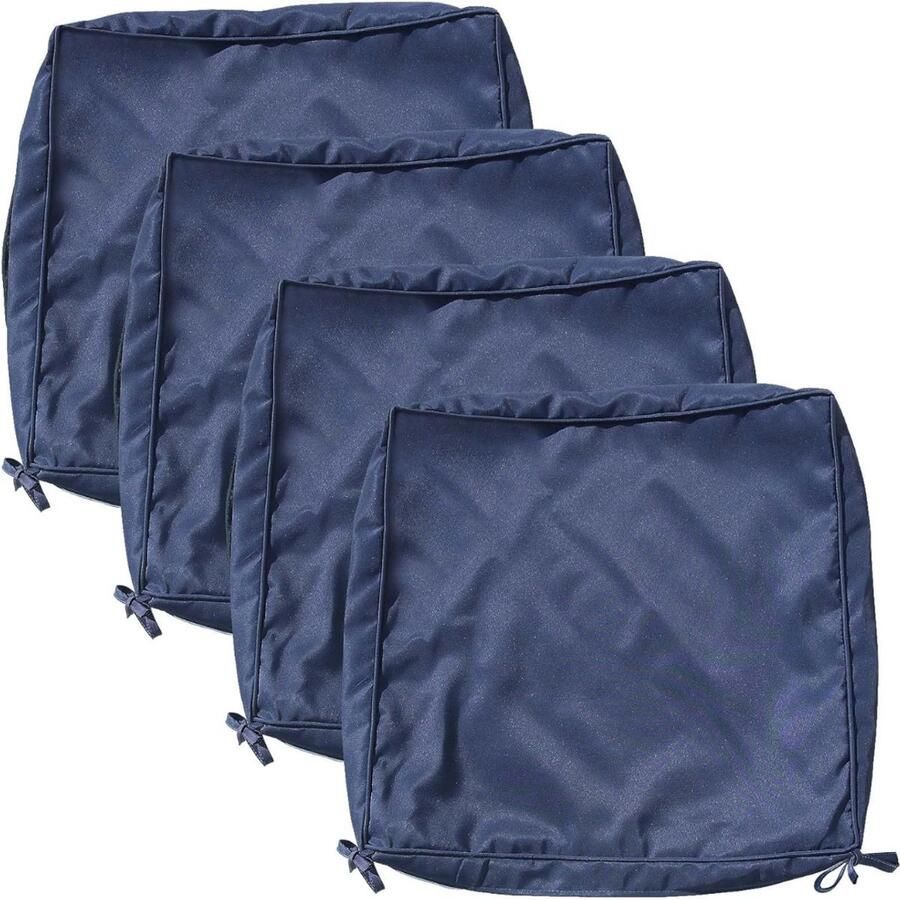 Set van 4 stoelkussens stoffen bekleding tuinstoel terrasstoel voor stoelen indoor outdoor 48 x 48 cm blauw