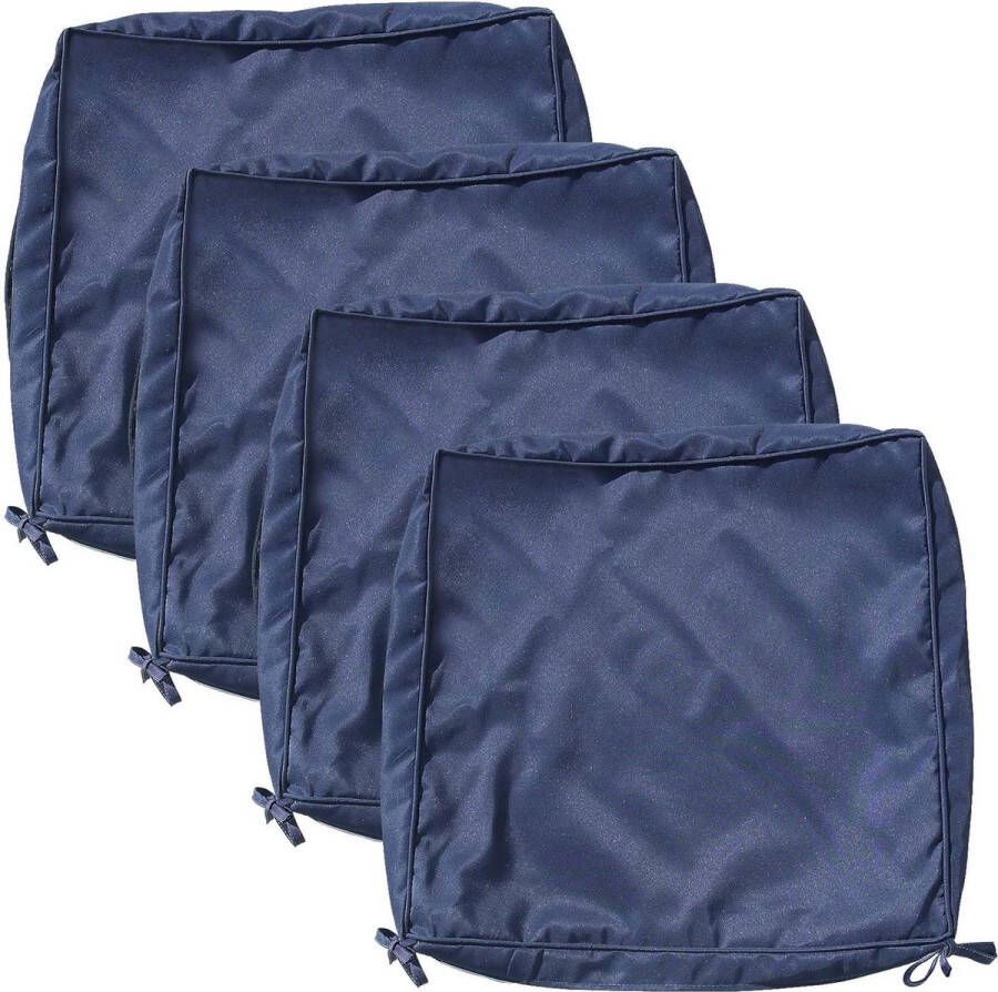 Set van 4 stoelkussens stoffen bekleding tuinstoel terrasstoel voor stoelen indoor outdoor 60 x 60 cm blauw