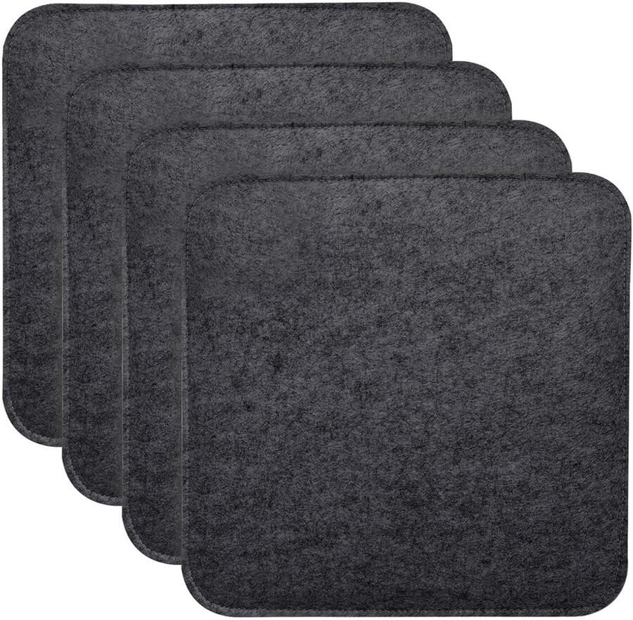 AULEDIO Set van 4 stoelkussens vierkante vilten zitkussens 35 x 35 cm zitkussens voor op de bank zitkussens met antislip-inzetstukken voor alle soorten stoelen voor binnen- en buitengebruik Donkergrijs