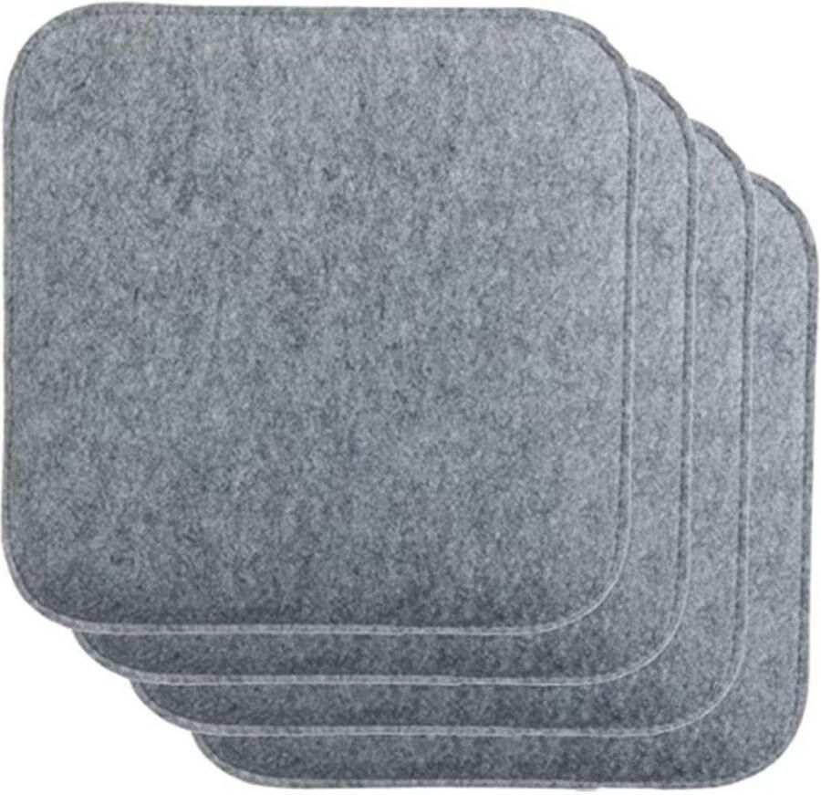 AULEDIO Set van 4 stoelkussens vierkante vilten zitkussens 35 x 35 cm zitkussens voor op de bank zitkussens met antislip-inzetstukken voor alle soorten stoelen voor binnen- en buitengebruik lichtgrijs