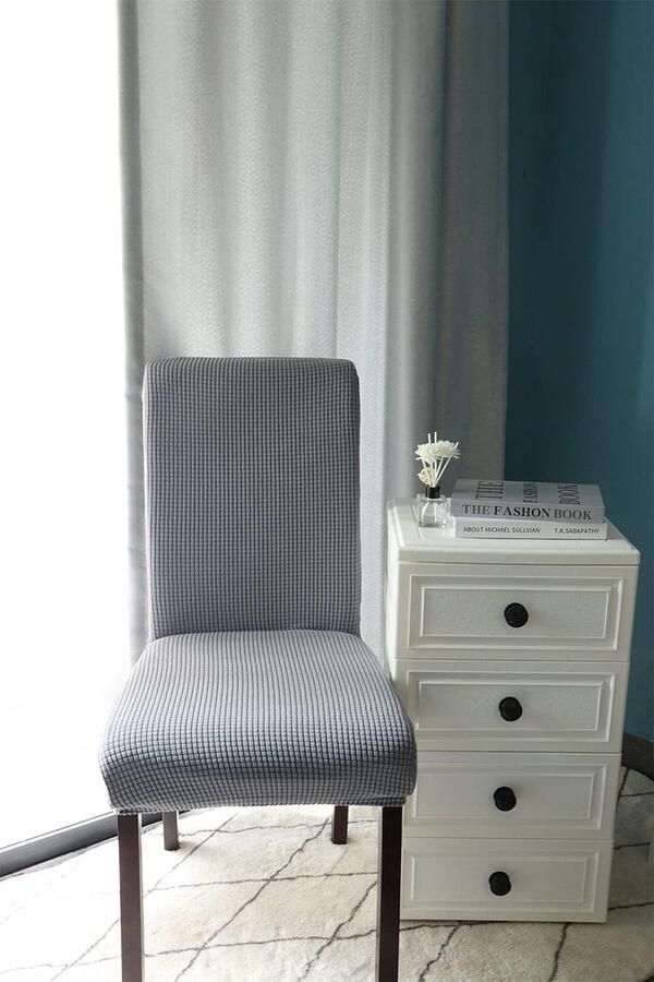 Set van 4 stretch-eetkamerstoelhoezen jacquard spandex eetkamerstoelhoes afneembare wasbare stoelbeschermer stoelhoes voor eetkamer bruiloft hotel banket (grijs)