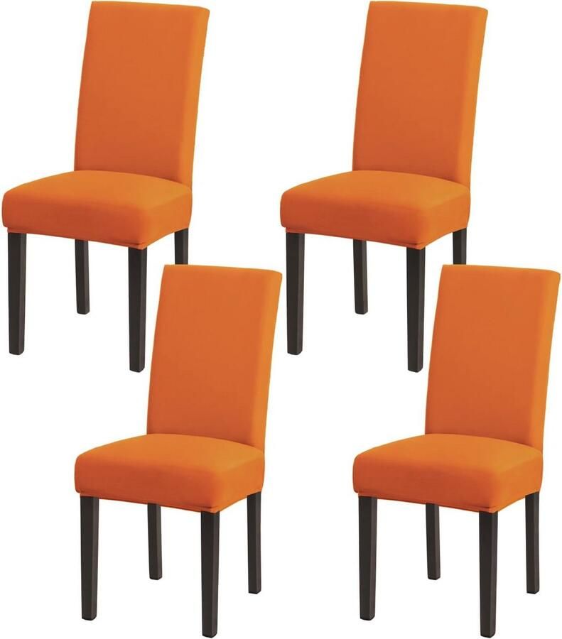 Set van 4 Stretch Stoelhoezen Afneembare en Wasbare Hoezen voor Eetkamer Bruiloft en Evenementen (Oranje)