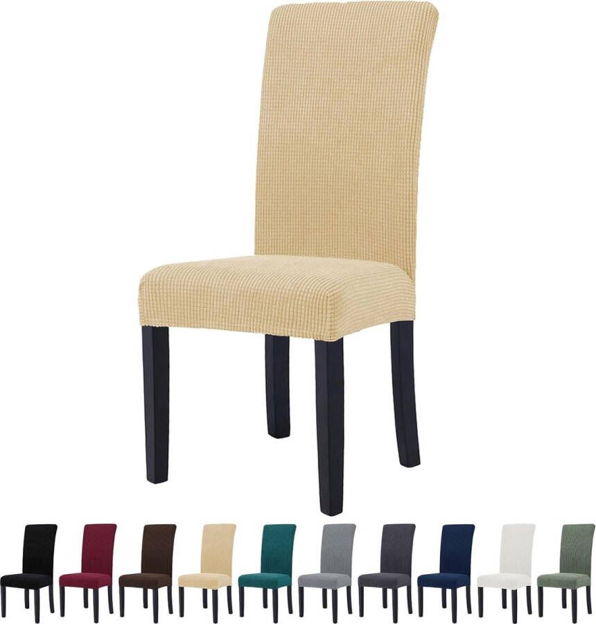 Set van 4 Stretch Stoelhoezen voor Eetkamerstoelen Afneembare Wasbare Stoelhoezen Elastische Stoelhoezen voor Stoelen voor Hotel Keuken Restaurant Beige