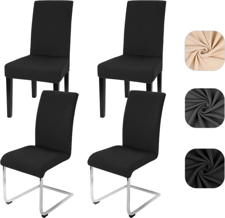 Set van 4 stuks stretch stoelhoezen schommelstoel elastische hoezen afneembaar wasbare stoelen bescherming voor keuken restaurant hotel banket bruiloft (zwart 4 stuks)