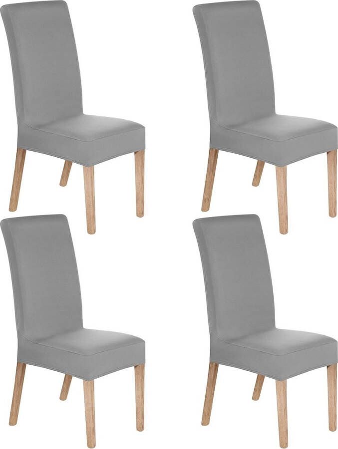 Set van 4 stuks stretch stoelhoezen voor eetkamerstoelen universele stoelhoezen grijs moderne afneembare wasbare stoelen bescherming decoratie stoelbekleding voor hotel banket keuken restaurant huis bruiloft feest