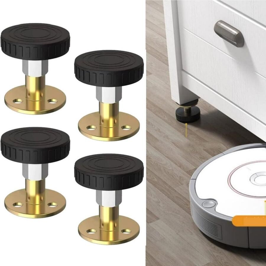 Set van 4 stuks Verstelbare bedondersteunende poten Zelfklevende meubelpoten Bedhoofdbevestigingen Verstelbare vervangende poten Stil Slijtvast Verstelbaar van 47-64 mm Geschikt voor banken bureaus en bedden