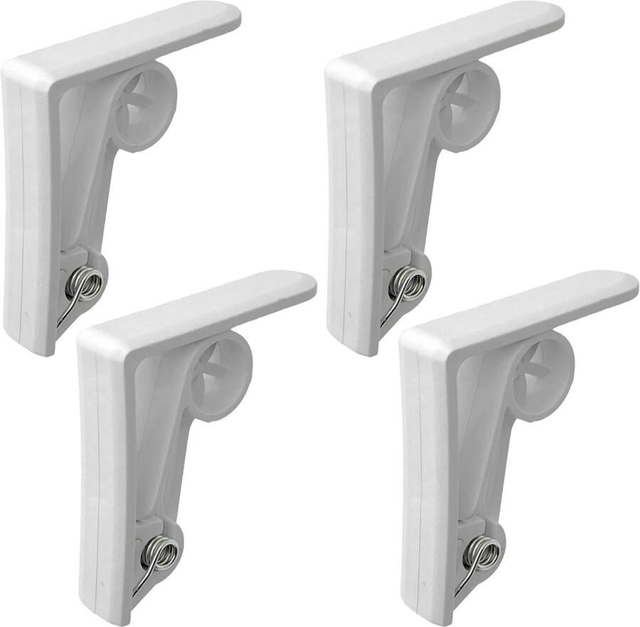 Set van 4 tafelkleedklemmen met veermechanisme voor tafelbladen Wit Geschikt voor tafels tot 36 mm