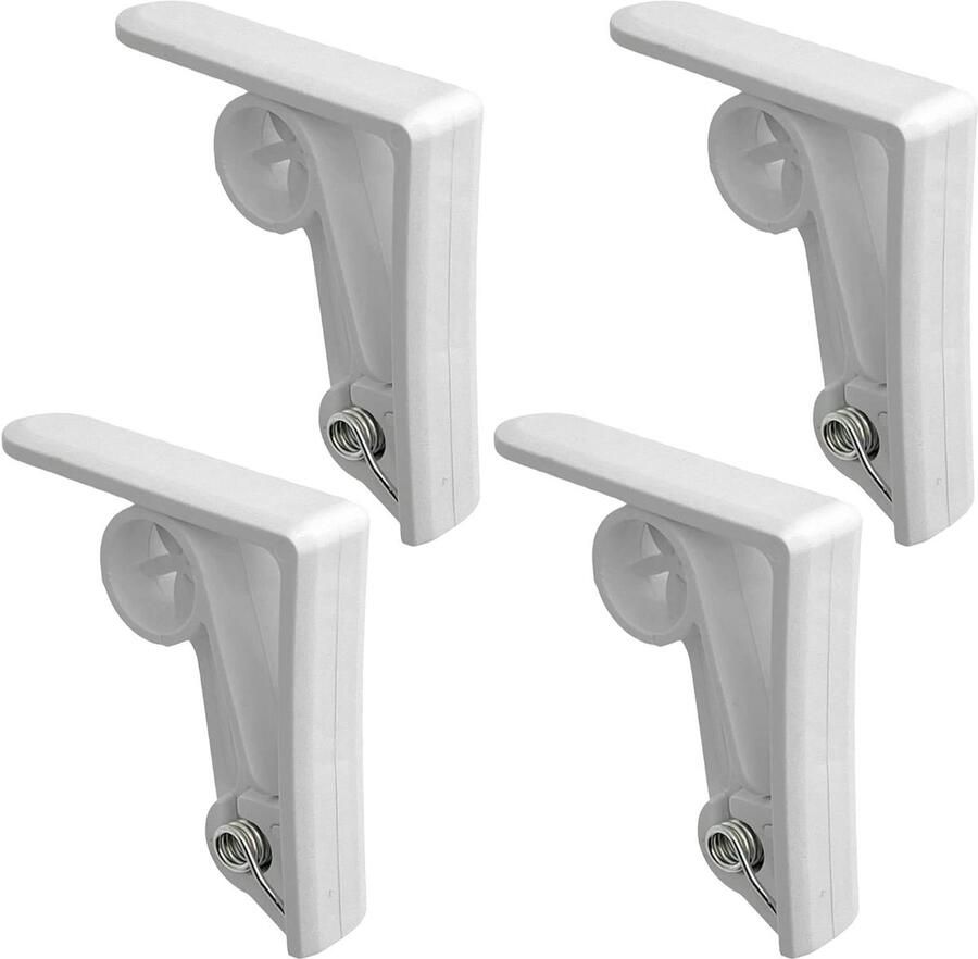 Set van 4 tafelkleedklemmen met veermechanisme Witte klemmen voor tafelbladen tot 36 mm Praktische accessoires voor buiten- en binnenfeestjes