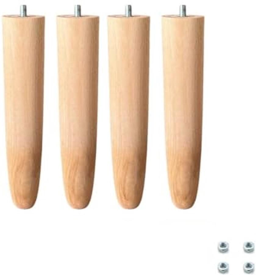 Set van 4 universele lattenbodem poten van beukenhout (22 cm) bruin