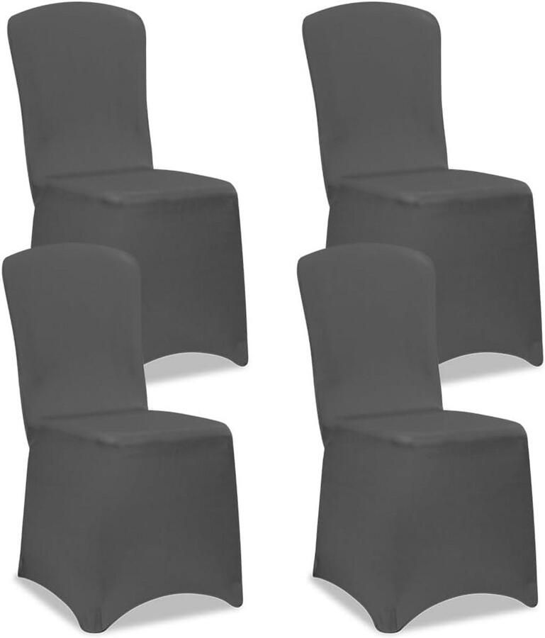 Set van 4 Universele Rekbare Wasbare Elastische Stoelhoezen Kreukvrij en Ondersteunend Antraciet