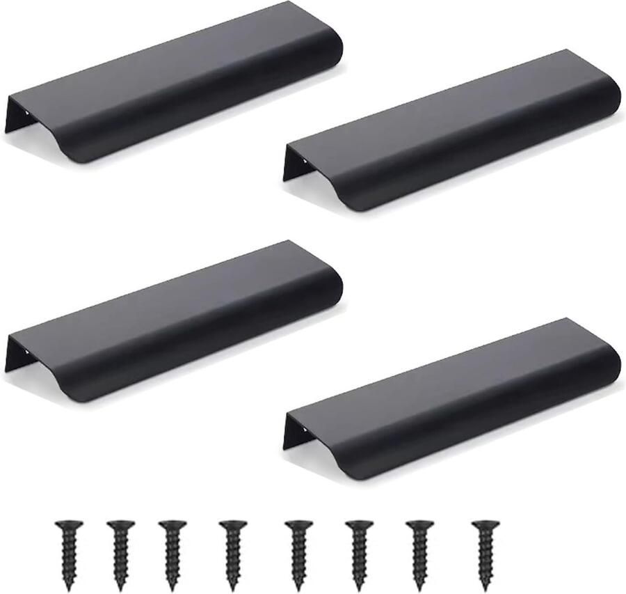 Zwarte verborgen meubelgrepen 4 stuks aluminium 20 cm