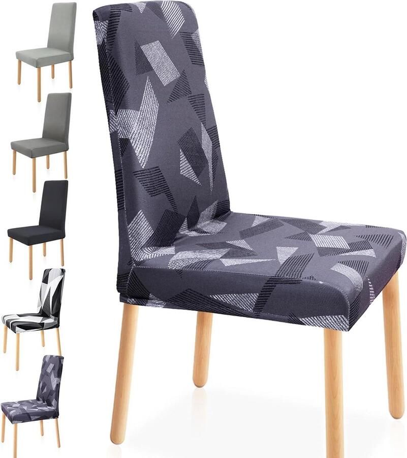 ​Set van 4 verdikte stretch stoelhoezen Toverkubuspatroon Afneembaar en wasbaar Voor hotels restaurants bruiloften en feestdecoratie Stoelhoezen