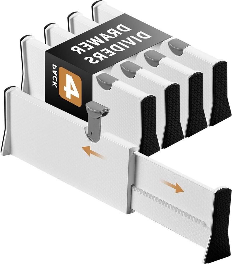 Set van 4 verstelbare ladeverdelers lade-organizer voor keuken kast en kantoor 4 stuks kunststof