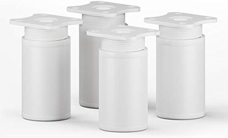 Set van 4 Verstelbare Meubelpoten 60 mm Modern Wit Ronde Profiel voor Kasten en Ladekasten