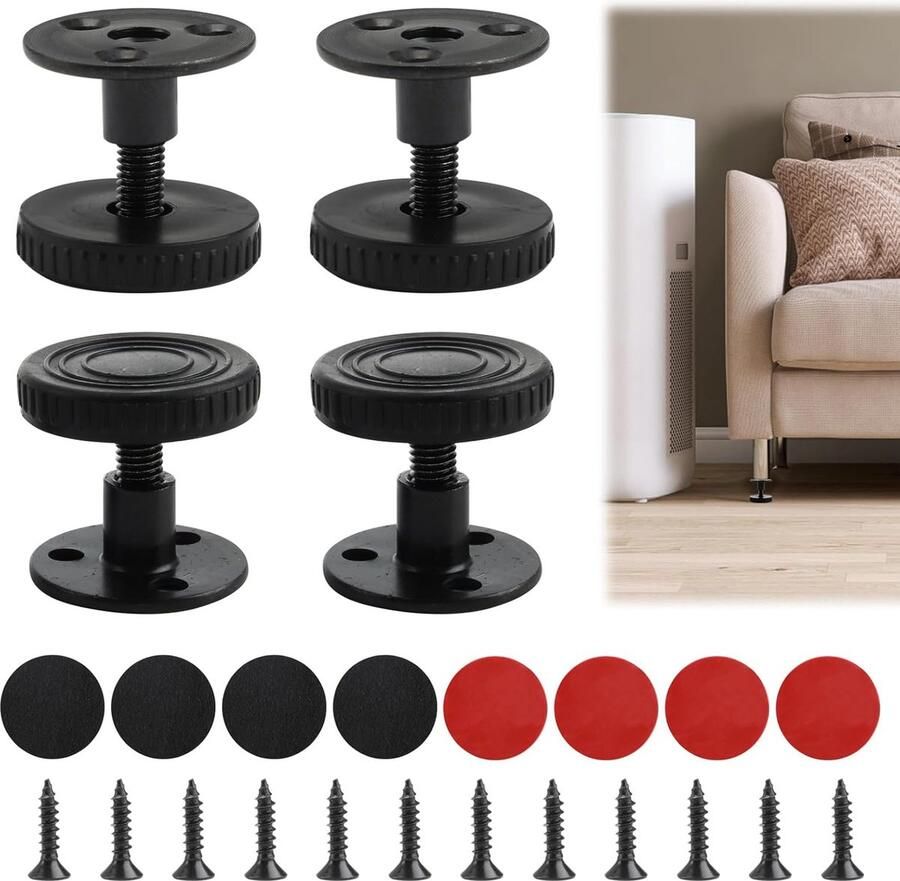 Set van 4 verstelbare meubelpoten in hoogte verstelbare poten voor meubels boorbaar of zelfklevend robuuste stelvoeten om krassen te voorkomen ideaal voor tafels kasten mechanische apparatuur (27-40 mm)