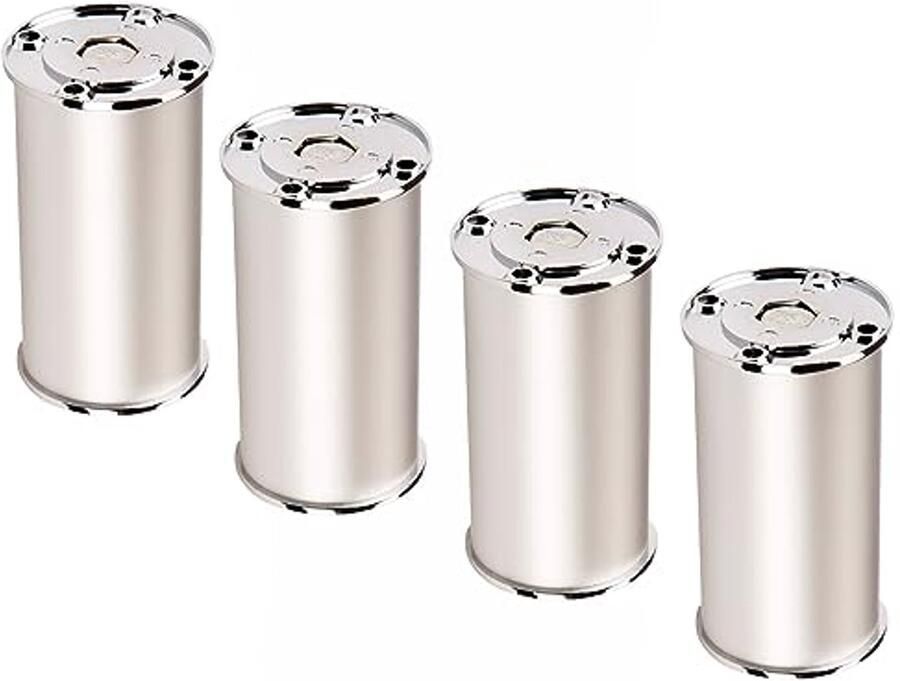 Set van 4 verstelbare meubelpoten van aluminium chroom (hoogte 120 mm Ø 50 mm) voor moderne meubels
